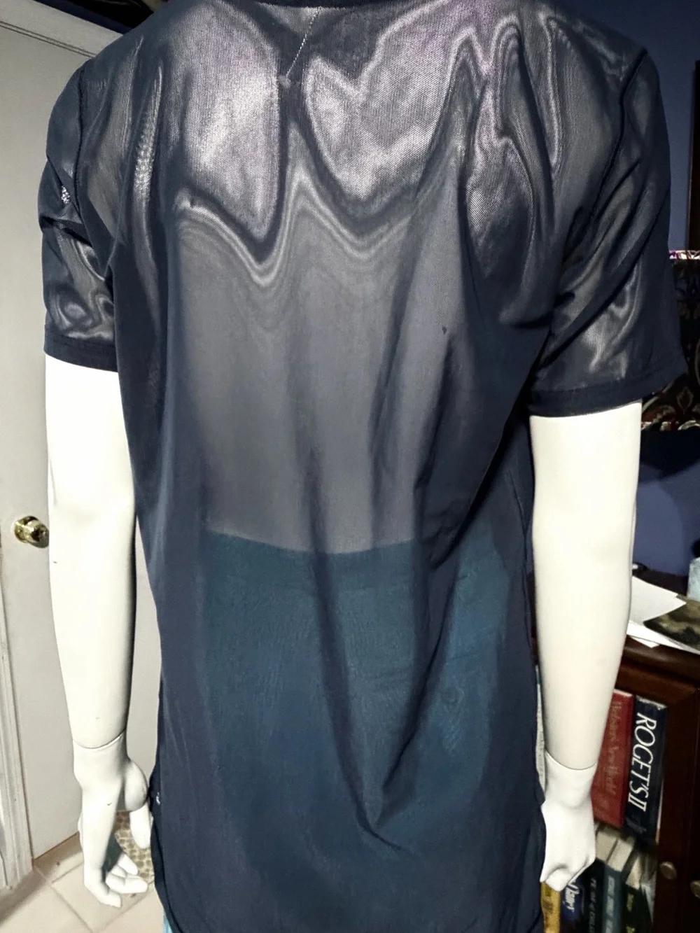 Lululemon Sheer Panel Deep Navy Cuffed Short Sleeve Tunic